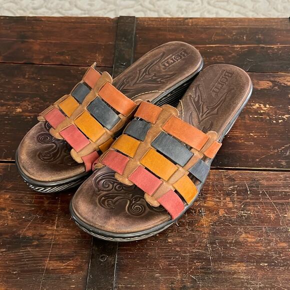 Born Multi-Color Leather Platform Sandals Size 7/38 - Picture 1 of 8